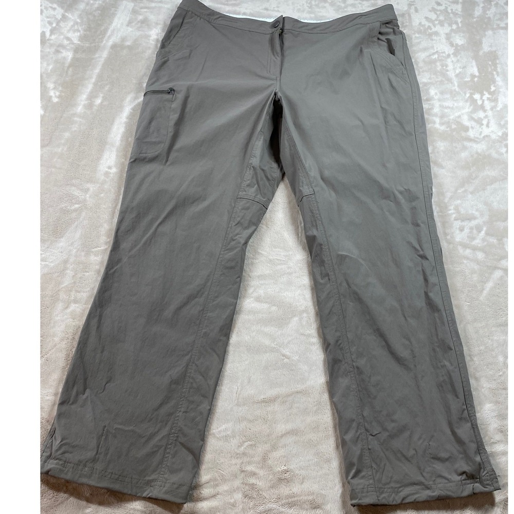 LL Bean Vista Camp Pants Womens 18 Regular Straight Leg Cargo Hiking Gray Brown